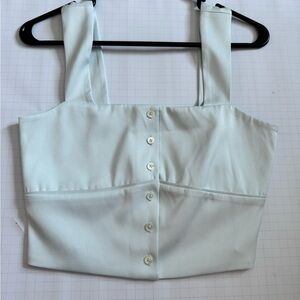 The Kooples Mint Button-Up Crop Top